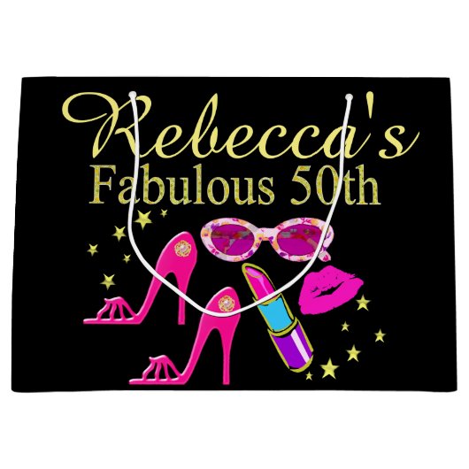 GEPERSONALISEERDE FABULOUS 50TH GIFT BAG GROOT CADEAUZAKJE (Voorkant)