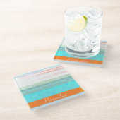 Gepersonaliseerde Faded & Weathered Stripes Glazen Onderzetter (Schuin)