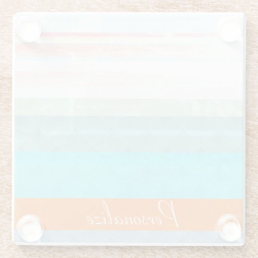 Gepersonaliseerde Faded & Weathered Stripes Glazen Onderzetter (Achterkant)