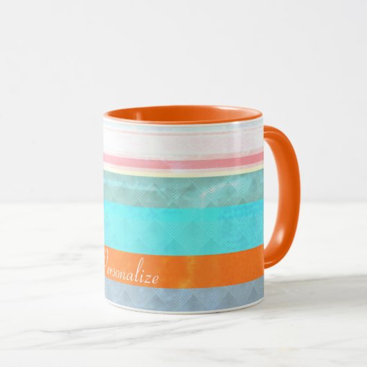 Gepersonaliseerde Faded & Weathered Stripes Mok (Voorkant rechts)