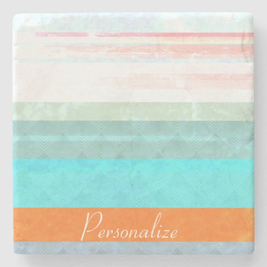 Gepersonaliseerde Faded & Weathered Stripes Stenen Onderzetter (Voorkant)