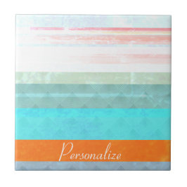 Gepersonaliseerde Faded & Weathered Stripes Tegeltje