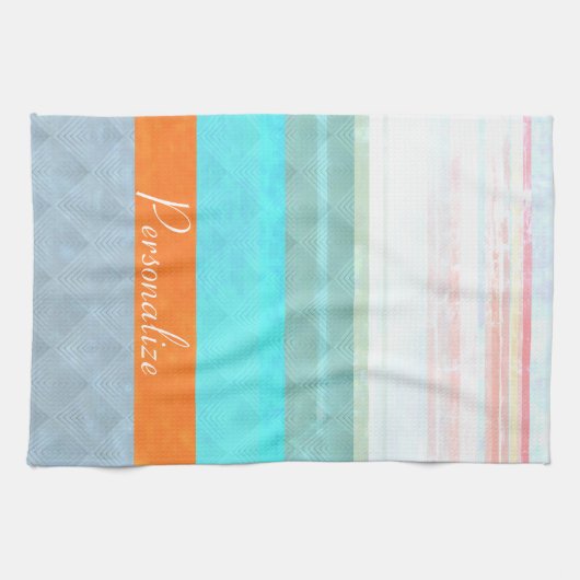 Gepersonaliseerde Faded & Weathered Stripes Theedoek (Horizontaal)