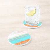 Gepersonaliseerde Faded & Weathered Stripes Zandsteen Onderzetter (Zijkant)