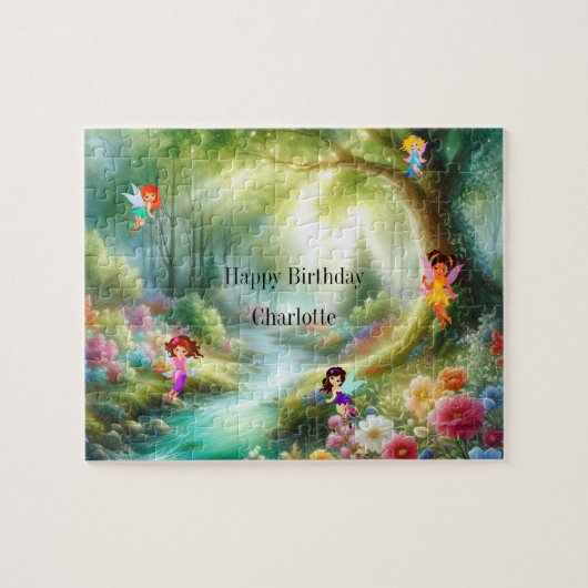 Gepersonaliseerde Fairies Forest Jigsaw puzzel (Horizontaal)