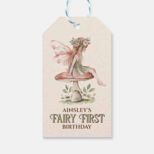 Gepersonaliseerde Fairy Eerste Roze 1e Verjaardags Cadeaulabel (Achterkant)