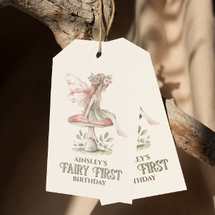 Gepersonaliseerde Fairy Eerste Roze 1e Verjaardags Cadeaulabel