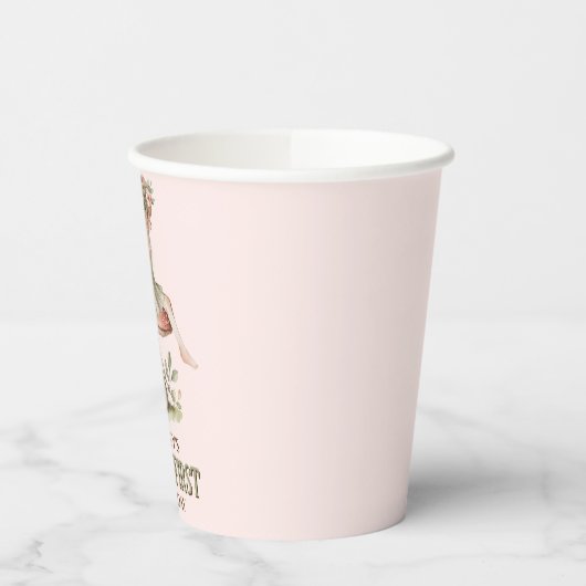 Gepersonaliseerde Fairy Eerste Roze 1e Verjaardags Papieren Bekers (Links)