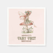 Gepersonaliseerde Fairy Eerste Roze 1e Verjaardags Servet (Voorkant)