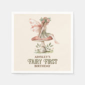 Gepersonaliseerde Fairy Eerste Roze 1e Verjaardags Servet (Voorkant)