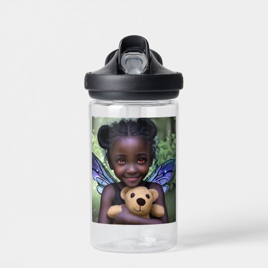 Gepersonaliseerde Fairy Meisje en Teddy Beer Waterfles (Voorkant)