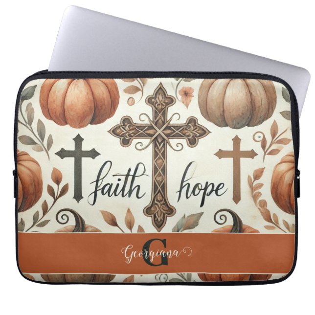 Gepersonaliseerde Faith & Hope Christelijk Hallowe Laptop Sleeve (Voorkant)