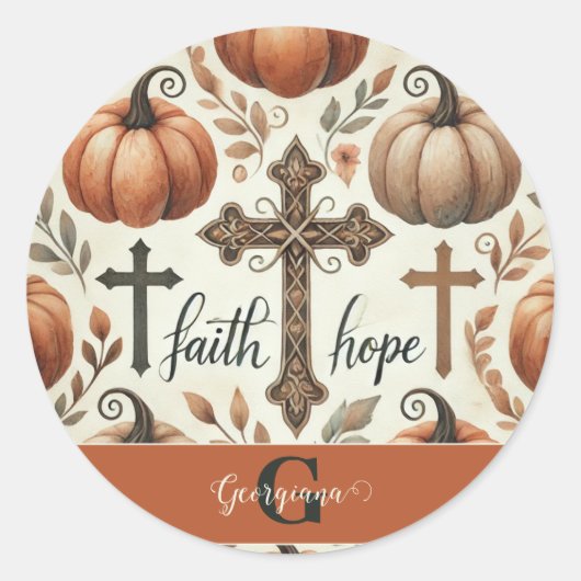 Gepersonaliseerde Faith & Hope Christelijk Hallowe Ronde Sticker (Voorkant)