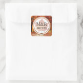Gepersonaliseerde 'Fall Leaves Monogram Wedding St Vierkante Sticker (Tas)