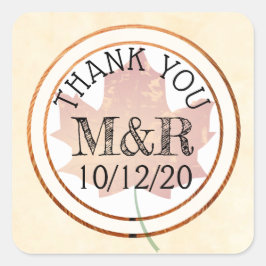 Gepersonaliseerde 'Fall Leaves Monogram Wedding St Vierkante Sticker