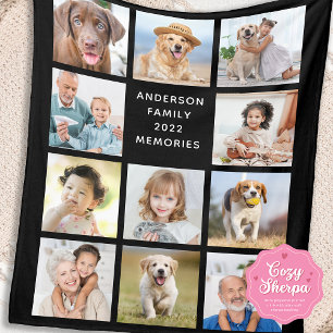 Gepersonaliseerde familie 11 foto collage modern z sherpa deken