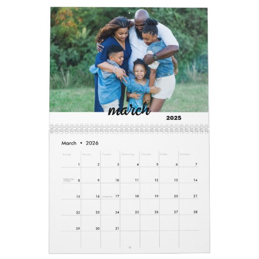 Gepersonaliseerde familie 17 Fotocollage Sjabloon  Kalender (Mar 2026)