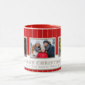 Gepersonaliseerde Familie 3 Foto Collage Kerstmis Mok (Midden)