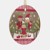 Gepersonaliseerde familie (4) Kerstgroet Keramisch Ornament (Rechts)