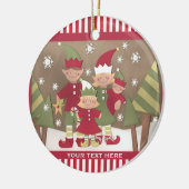 Gepersonaliseerde familie (4) Kerstgroet Keramisch Ornament (Links)