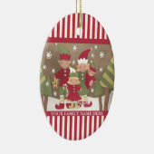 Gepersonaliseerde familie (4) Kerstgroet Keramisch Ornament (Rechts)