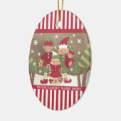 Gepersonaliseerde familie (4) Kerstgroet Keramisch Ornament (Links)