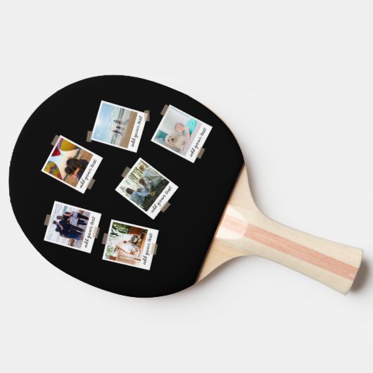 Gepersonaliseerde familie 6 Foto Aangepaste Tafelt Tafeltennisbatje (Zijkant)