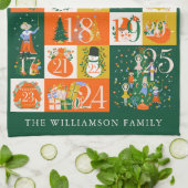 Gepersonaliseerde Familie Advent Kalender Kerstkun Theedoek (Gevouwen)