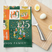 Gepersonaliseerde Familie Advent Kalender Kerstkun Theedoek (Quarter Fold)