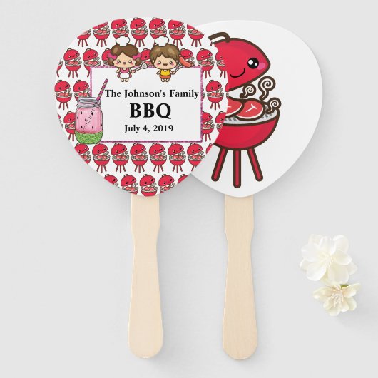 Gepersonaliseerde Familie BBQ Handwaaier (Voorkant en achterkant)