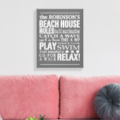 Gepersonaliseerde familie Beach House regels grijs Canvas Afdruk (Insitu (Woonkamer))