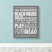 Gepersonaliseerde familie Beach House regels grijs Canvas Afdruk (Insitu (Houten vloer))