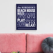 Gepersonaliseerde familie Beach House Regels Marin Canvas Afdruk (Insitu (Woonkamer))