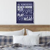 Gepersonaliseerde familie Beach House Regels Marin Canvas Afdruk (Insitu (Slaapkamer))