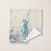 Gepersonaliseerde familie Beach House Zee Life Bad Handdoek (Wasdoekje)