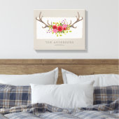 Gepersonaliseerde familie Bloemen Herten Antler | Canvas Afdruk (Insitu (Slaapkamer))