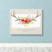 Gepersonaliseerde familie Bloemen Herten Antler | Canvas Afdruk (Insitu (Houten vloer))