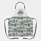 Gepersonaliseerde familie Cabin Winter Pine Forest Schort (Voorkant)