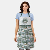 Gepersonaliseerde familie Cabin Winter Pine Forest Schort (Gedragen)