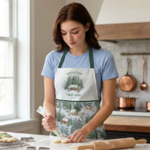 Gepersonaliseerde familie Cabin Winter Pine Forest