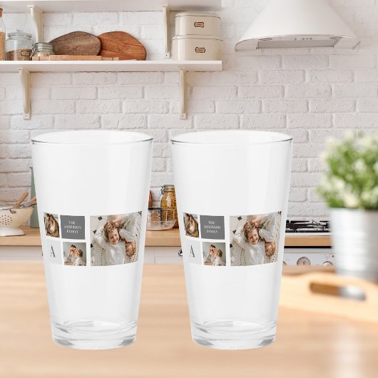 Gepersonaliseerde familie collage cadeau glas