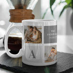 Gepersonaliseerde familie collage cadeau koffiemok<br><div class="desc">Trendy Collage Foto & Gray Best Family Gift</div>
