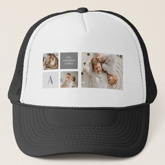 Gepersonaliseerde familie collage cadeau trucker pet (Voorkant)