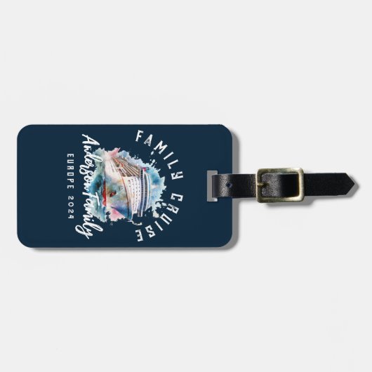 Gepersonaliseerde familie cruise groep vakantie bagagelabel (Voorkant horizontaal)