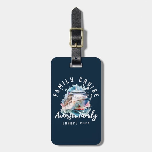 Gepersonaliseerde familie cruise groep vakantie bagagelabel (Voorkant verticaal)