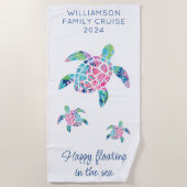 Gepersonaliseerde familie cruise vakantie Zee schi Strandlaken (Voorkant)