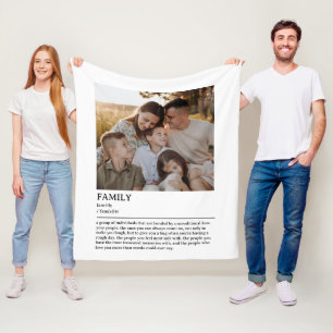 Gepersonaliseerde Familie Definitie Quote Wall Art Fleece Deken