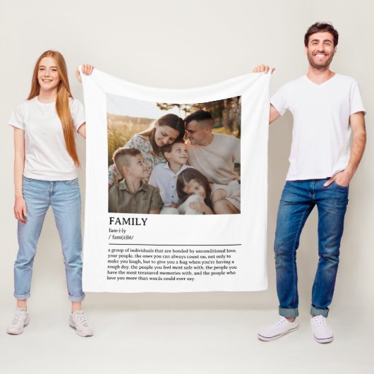 Gepersonaliseerde Familie Definitie Quote Wall Art Fleece Deken (In situ)
