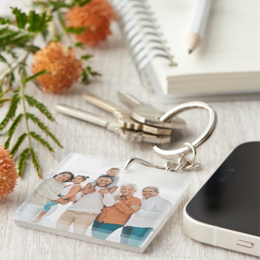 Gepersonaliseerde Familie Dubbelzijdige Twee Foto Sleutelhanger (Voorkant Rechts)