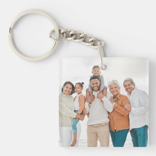 Gepersonaliseerde Familie Dubbelzijdige Twee Foto Sleutelhanger (Voorkant)